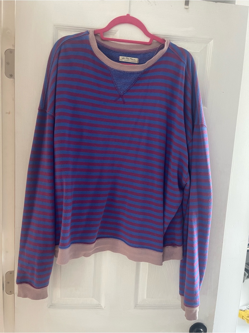 FREE PEOPLE Striped Crewneck Sweatshirt - Blue & Purple
